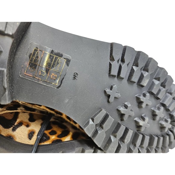 NEW Jack Rogers 6 Peyton Pearl Bootie Leopard Print Calf Hair Lace Up Combat - Picture 2 of 6